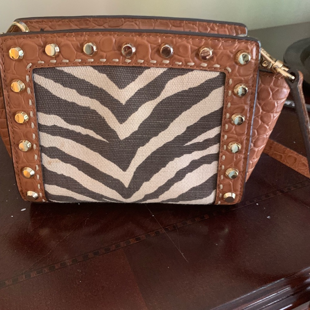 Michael Kors small animal print leather crossbody bag